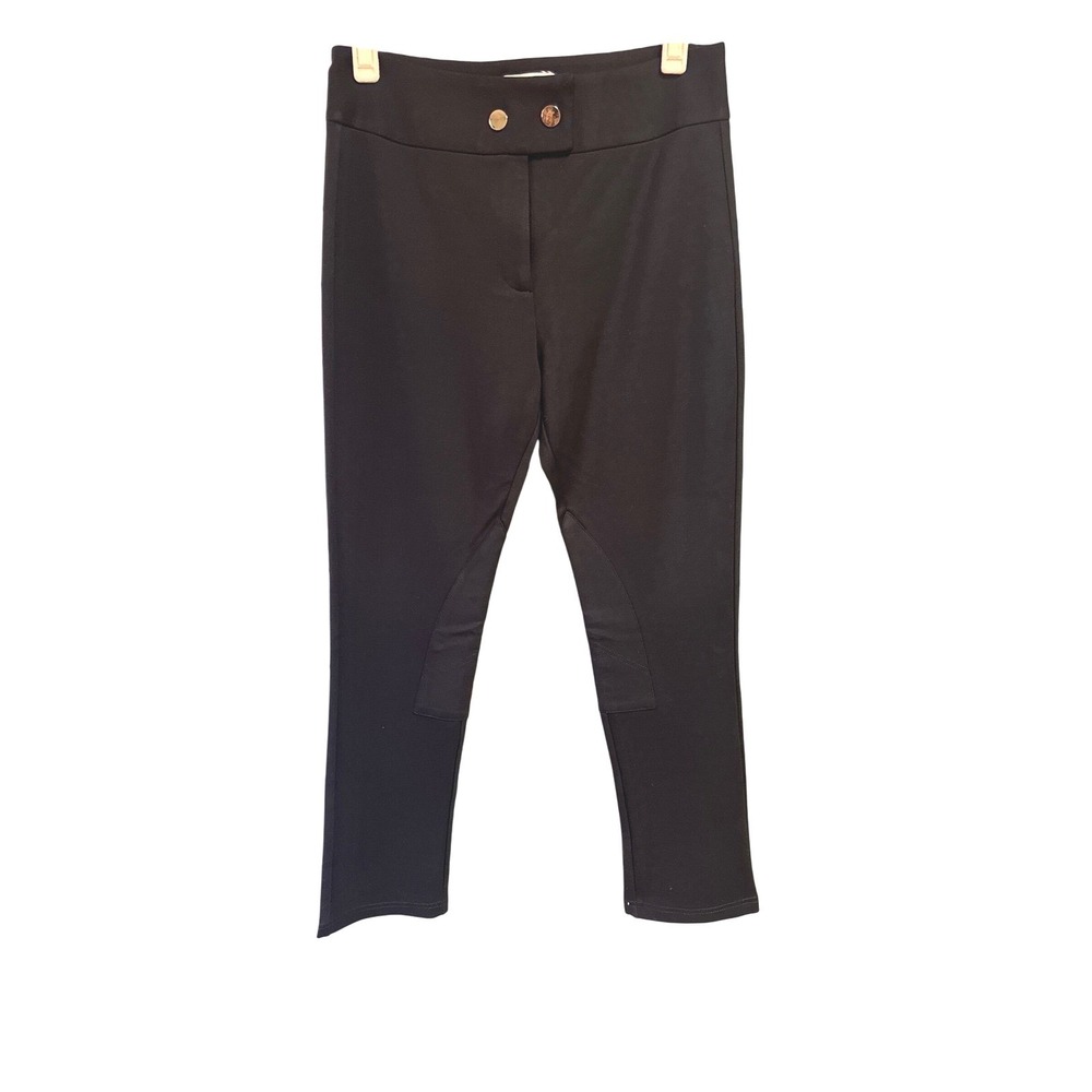 Tuckernuck Black Ponte Riding Pants Gold Button Quiet Luxury Size M